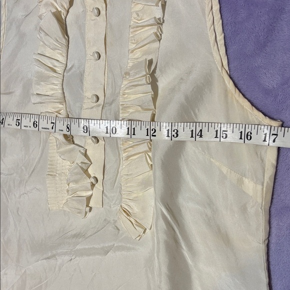 J. Crew Cream Ruffle Front Blouse - Picture 5 of 8